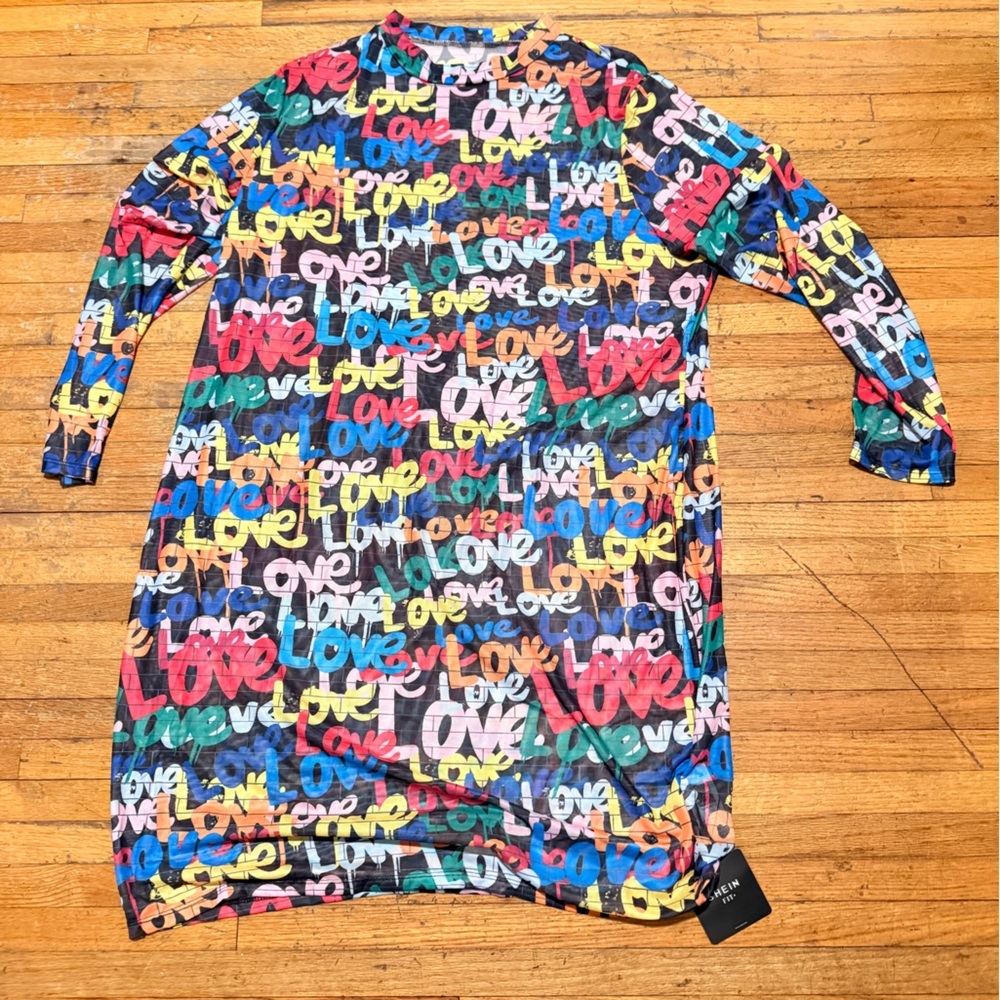 SHEIN Multicolor Graphic Mesh Top